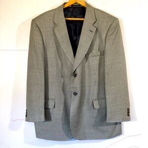 TravelSmith Men's Beige Houndstooth Blazer Sport Coat 40R Silk Wool Lightweight